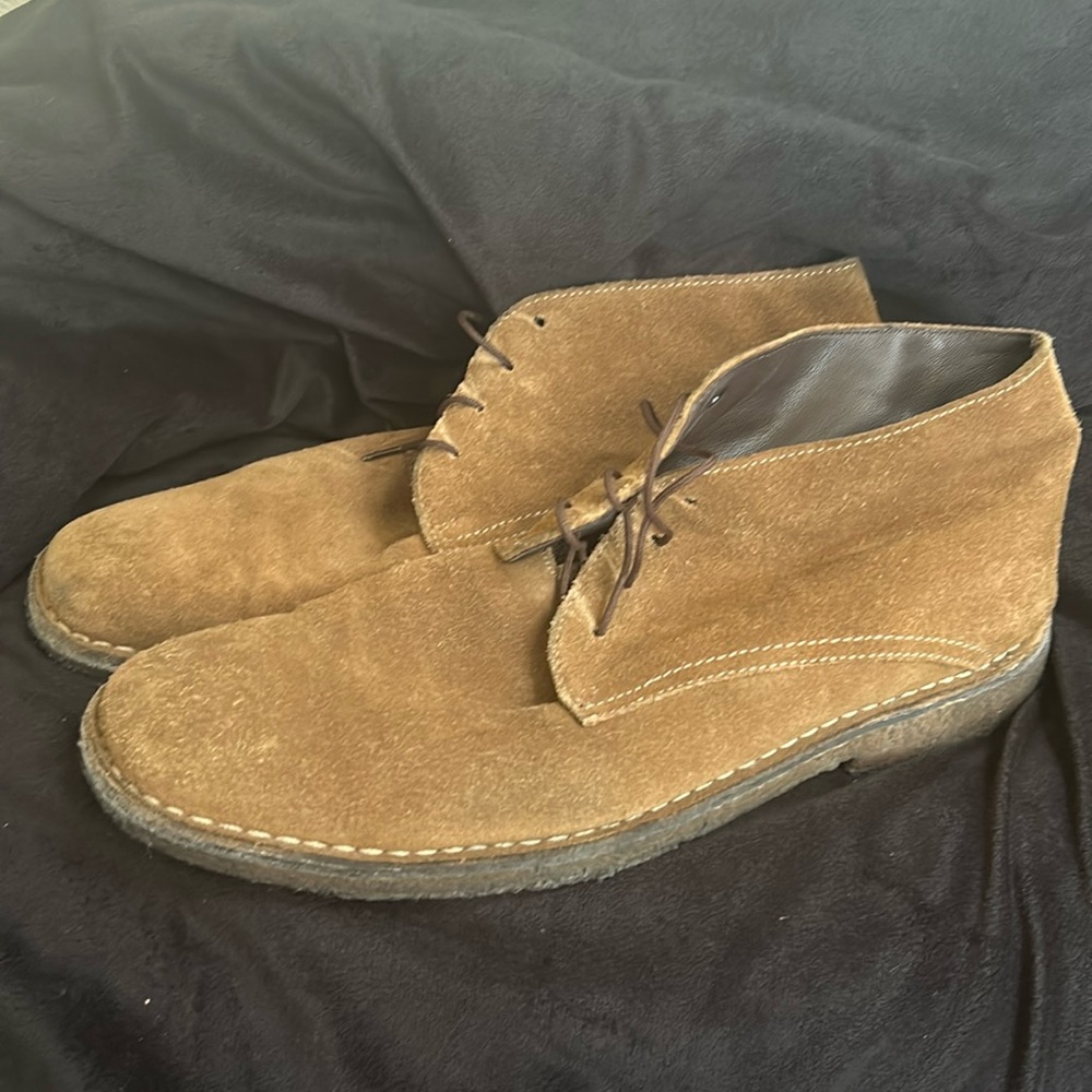 Johnston & Murphy sheep skin suede lace boots, size 9.5.